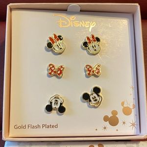 Disney 3 Pc Mickey and Minnie Mouse Earrings Set. Color: Multi
